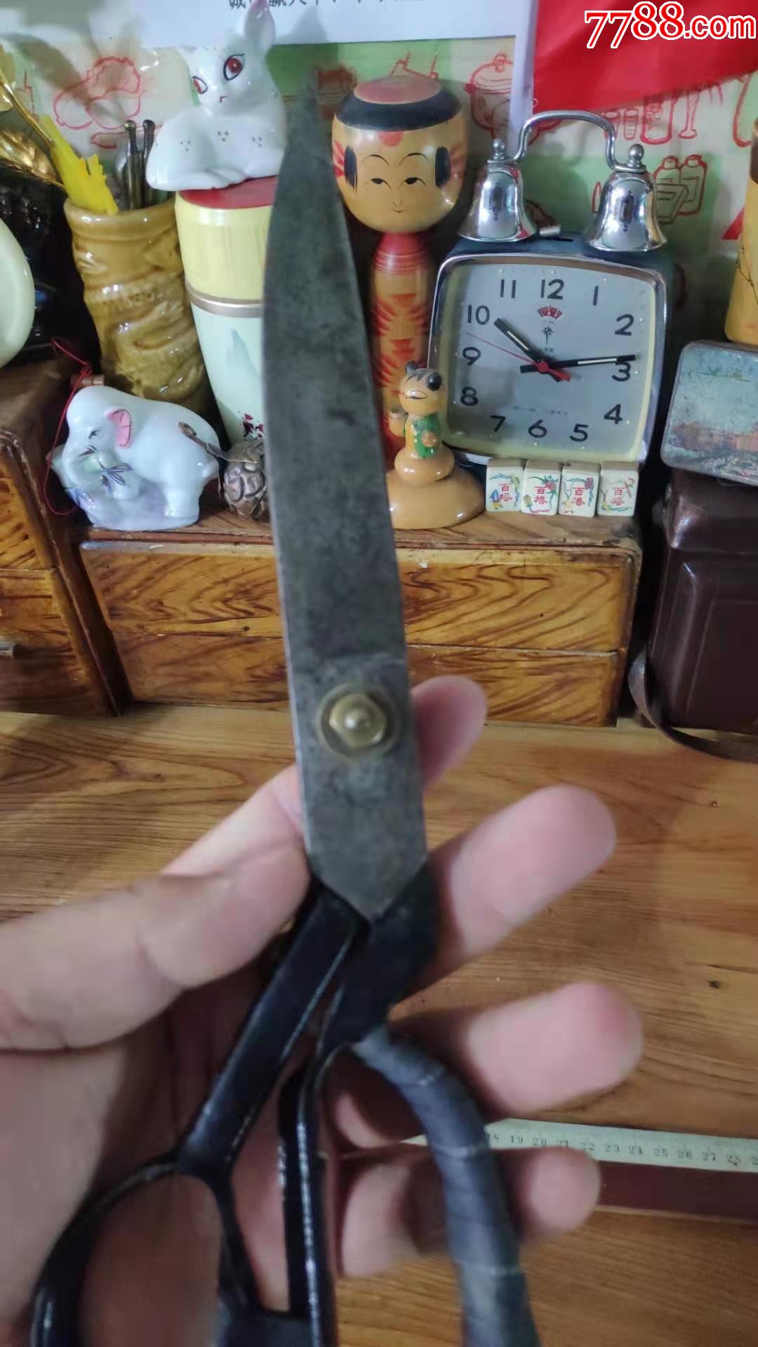 上世纪70-80年代鱼牌裁缝老式超大号剪刀民俗怀旧老工具.