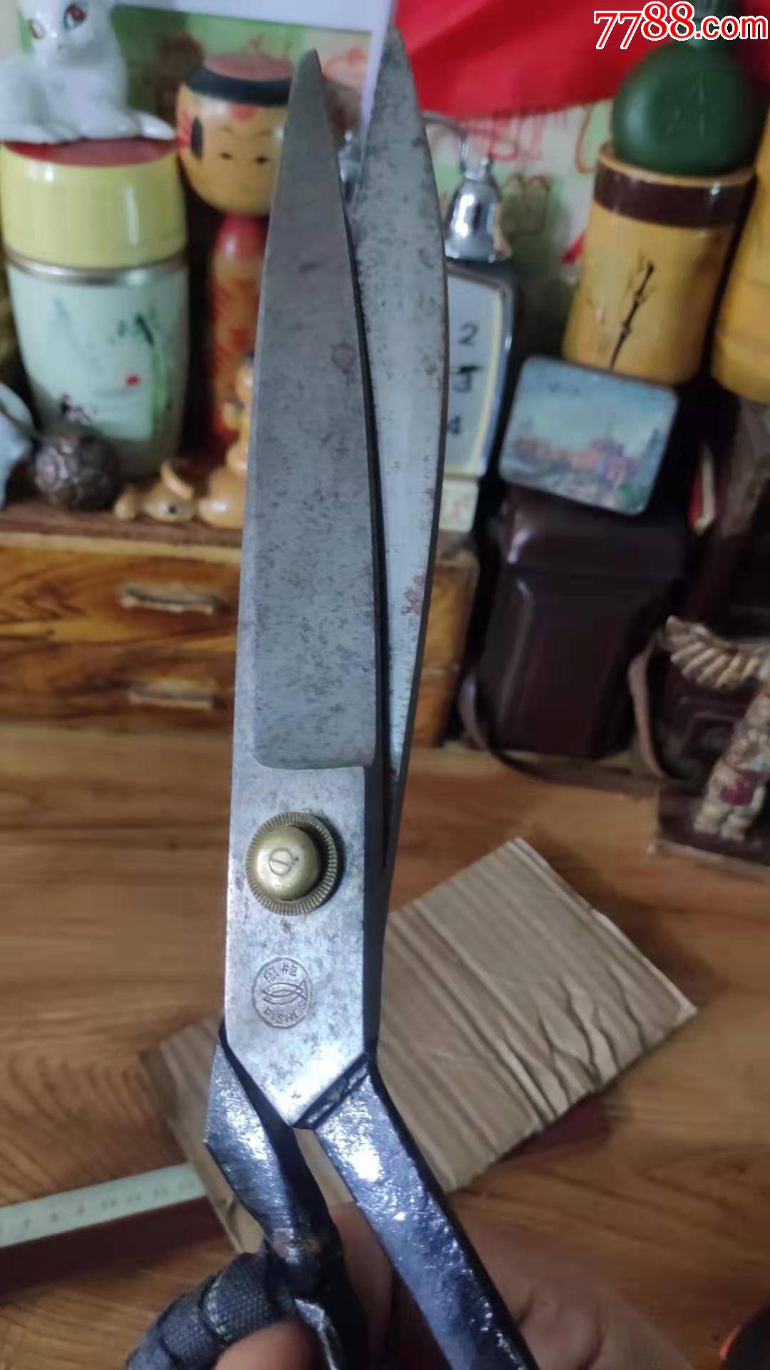 上世纪70-80年代鱼牌裁缝老式超大号剪刀民俗怀旧老工具.