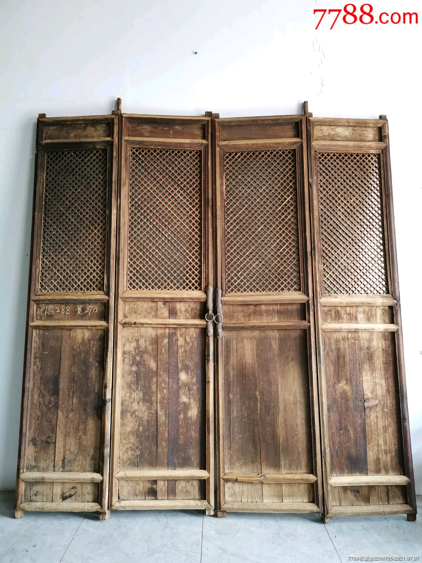 明代,寺庙格子门,保存完好,宏伟大气!高288,宽270厘米
