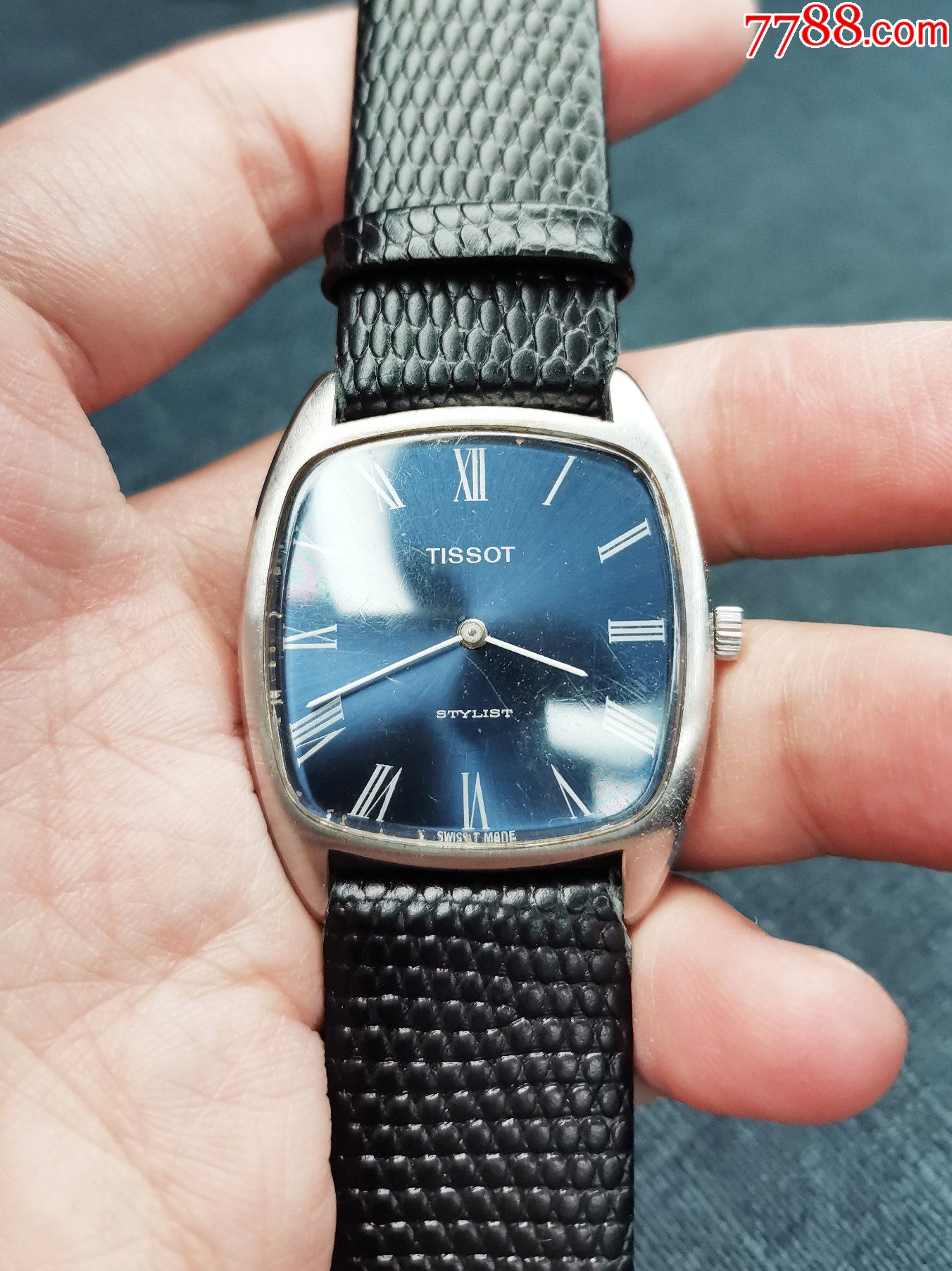 二手天梭方形超薄绅士款皮带手动机械手表原装瑞士中古腕表vintage