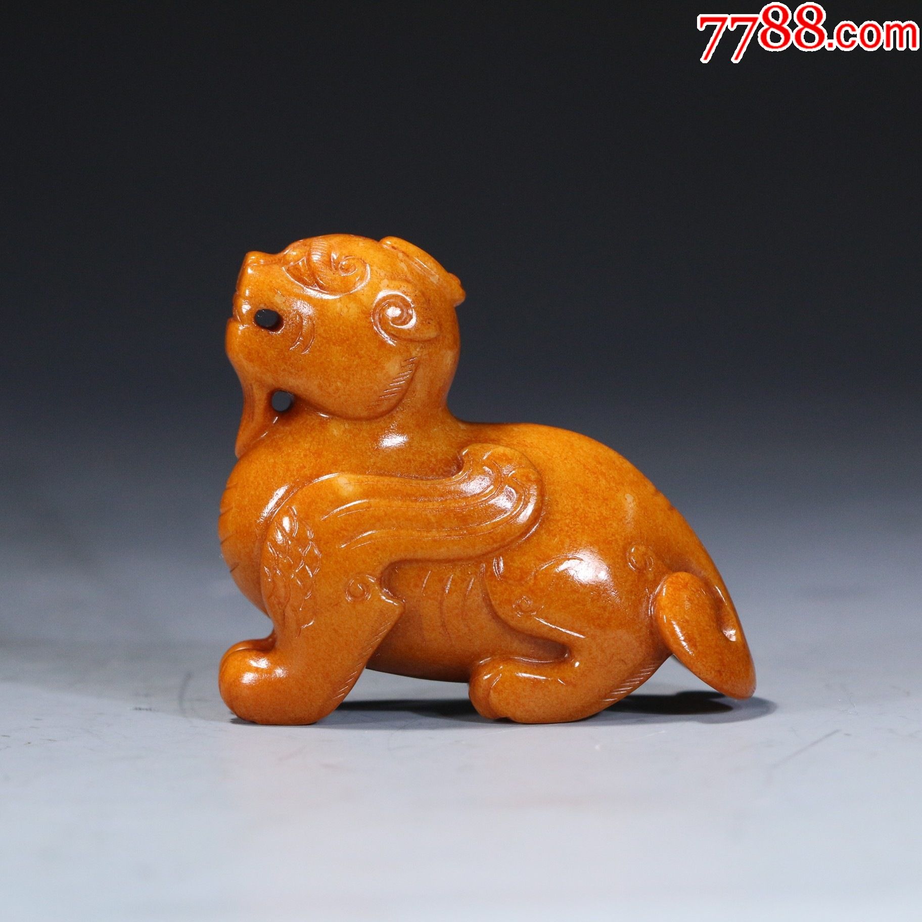 黄玉瑞兽雕件,手把件_价格6800元_第1张_7788商城