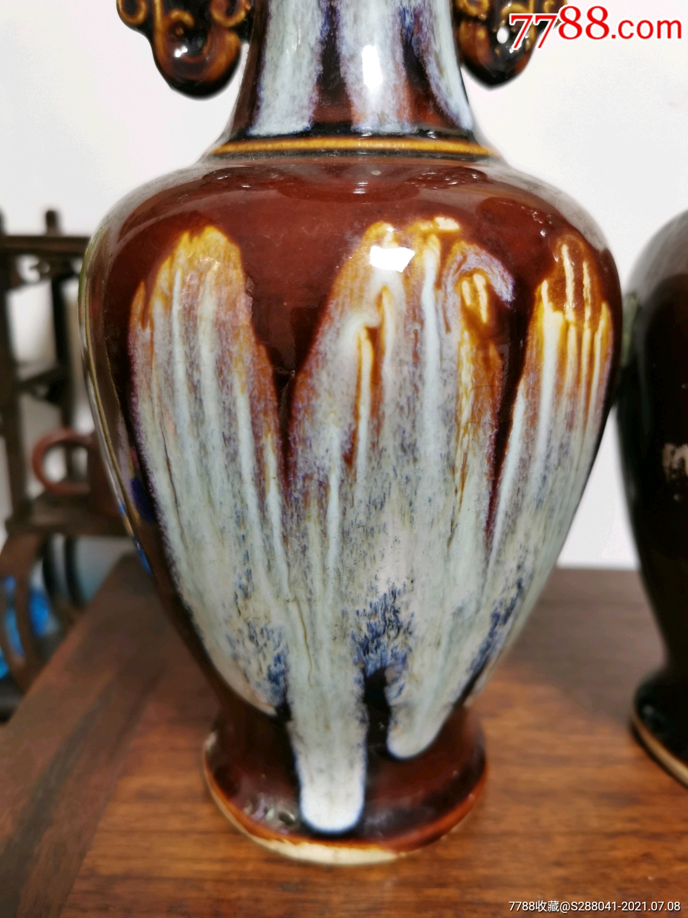 收藏品博山窑老瓷器花瓶一对古玩古董乡下老货老物件收藏品杂项瓷器