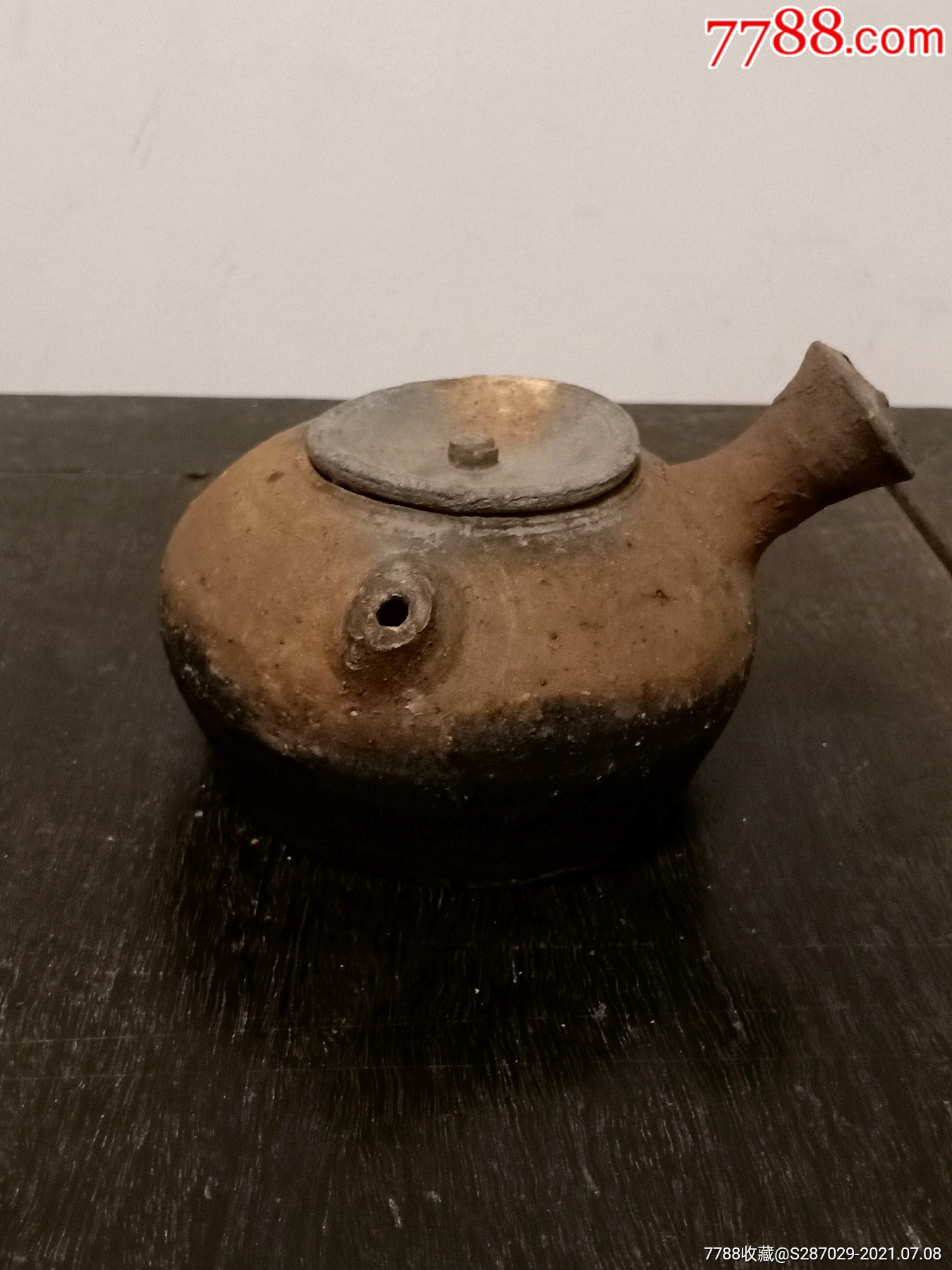 清末民初老砂铫黄泥侧把壶急须