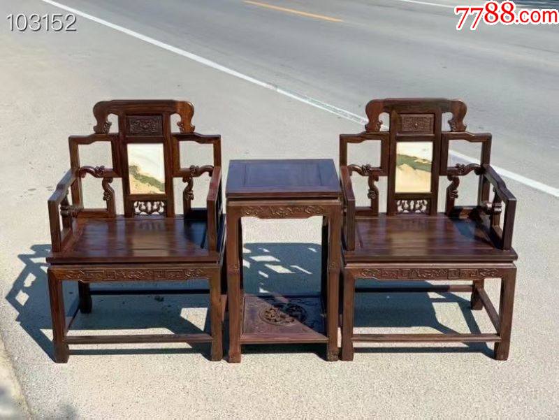 古董木艺老家具红木家具清代酸枝太师椅一对