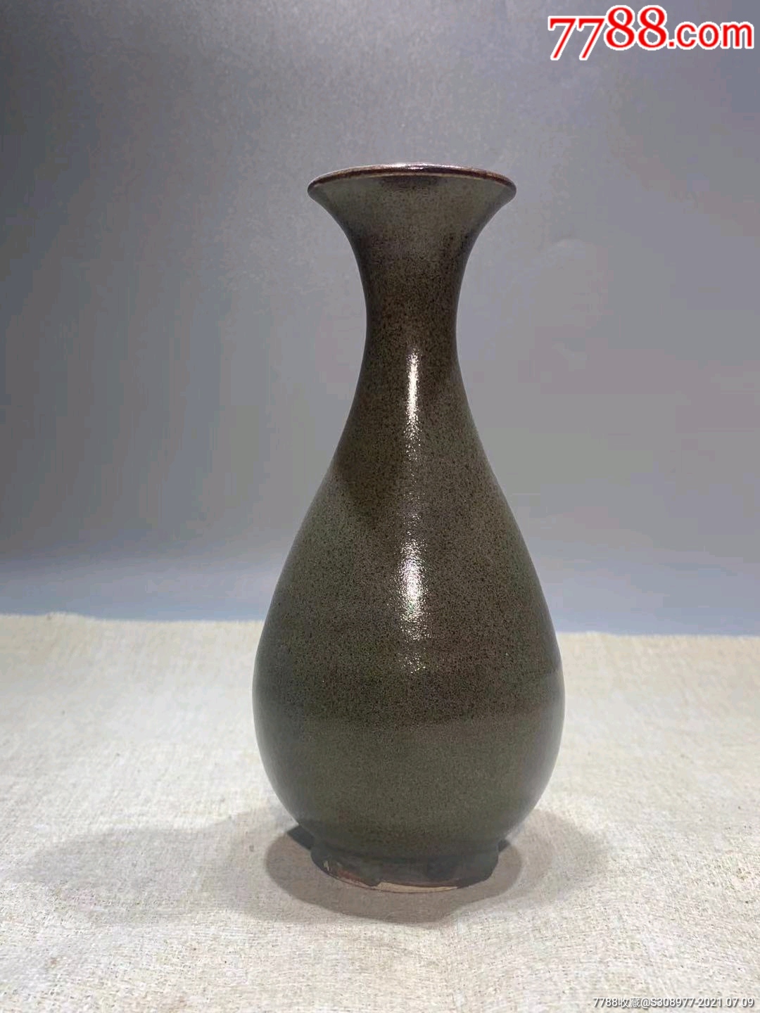 宋代茶叶末油滴玉壶春瓶-黄釉瓷-7788陶瓷