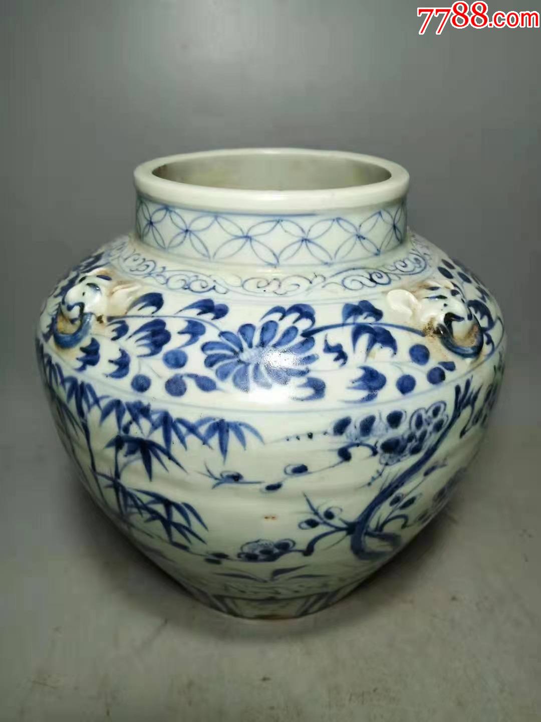 元青花松竹梅纹四系罐