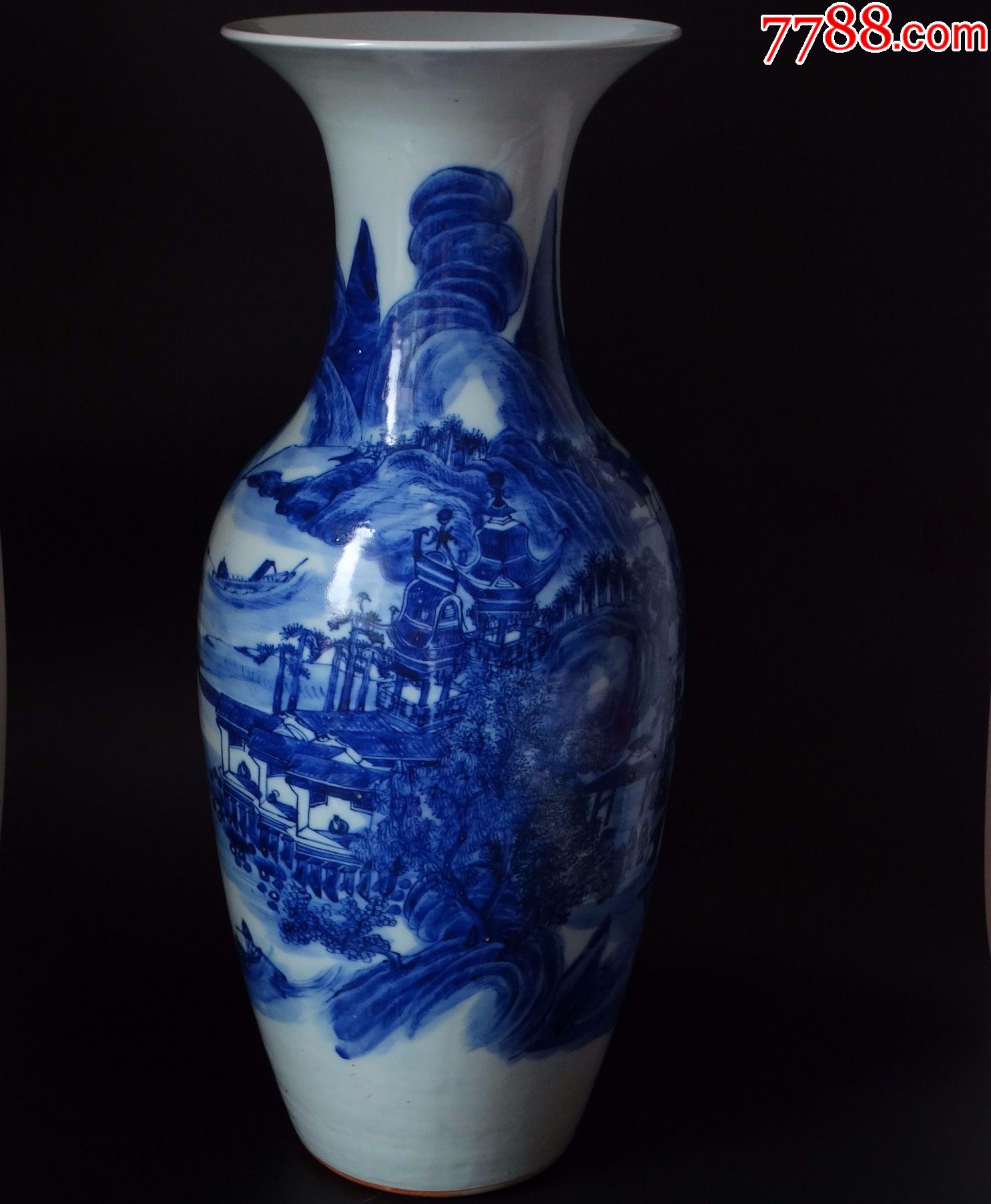 10235收藏古董三代包老包真老货老瓷器青花清代山水纹300件观音瓶