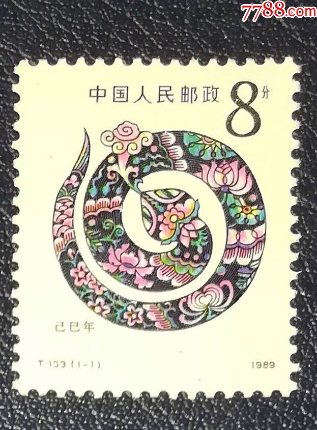 蛇的邮票画简单一点图片
