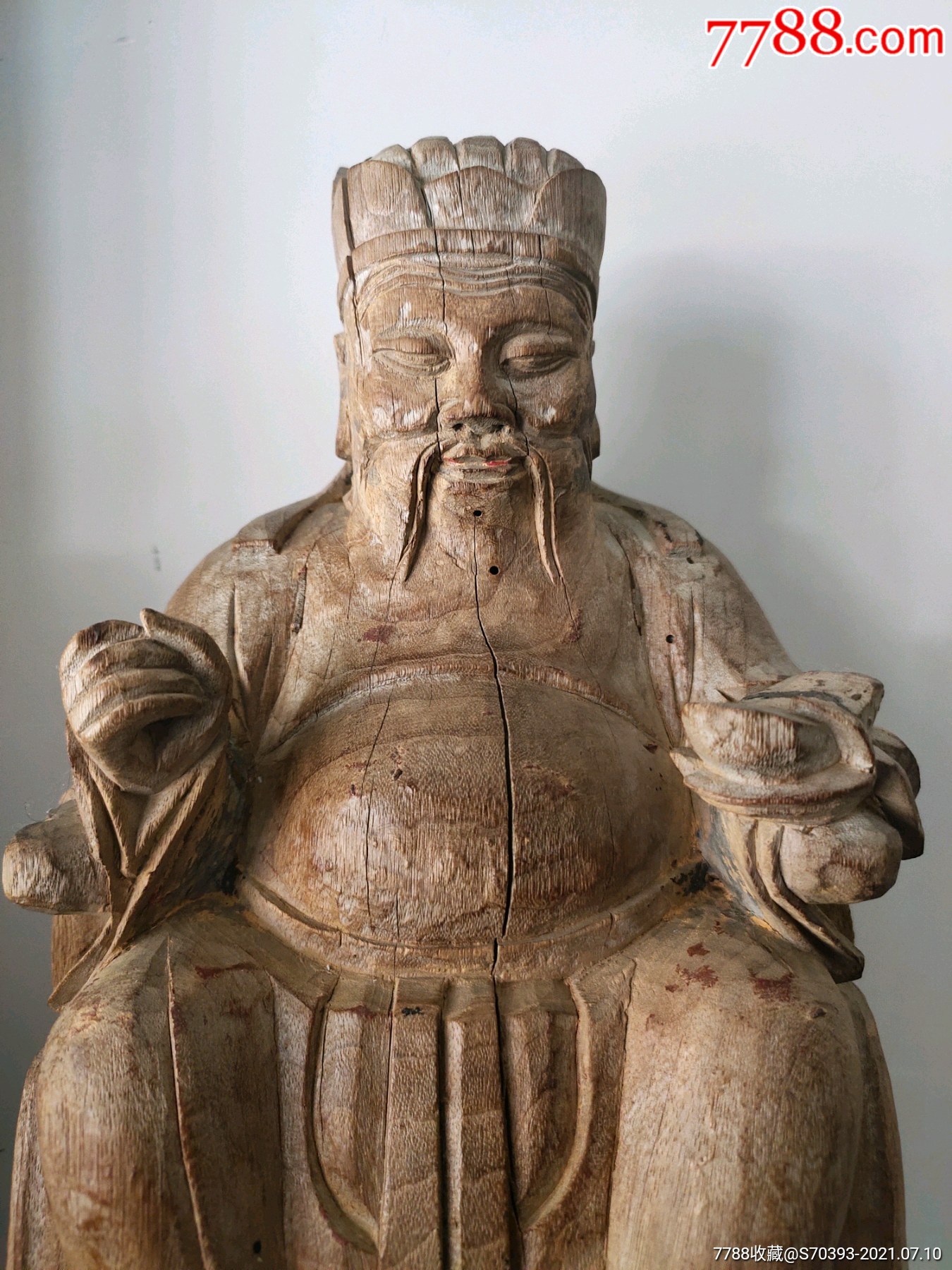 清早期樟木佛像财神高29厘米开脸好完整未修补