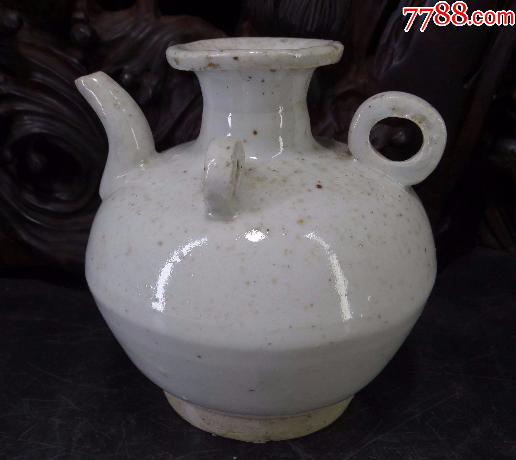 63明清高影清釉白釉执壶包老包真到代全品