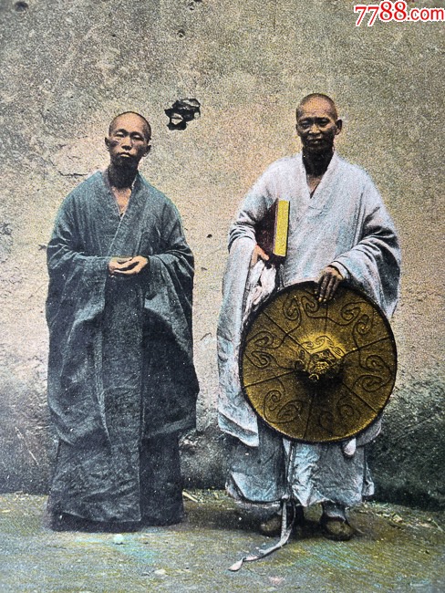 和尚合影原版老明信片-价格:160元-se81353164-老照片-零售-7788徽章