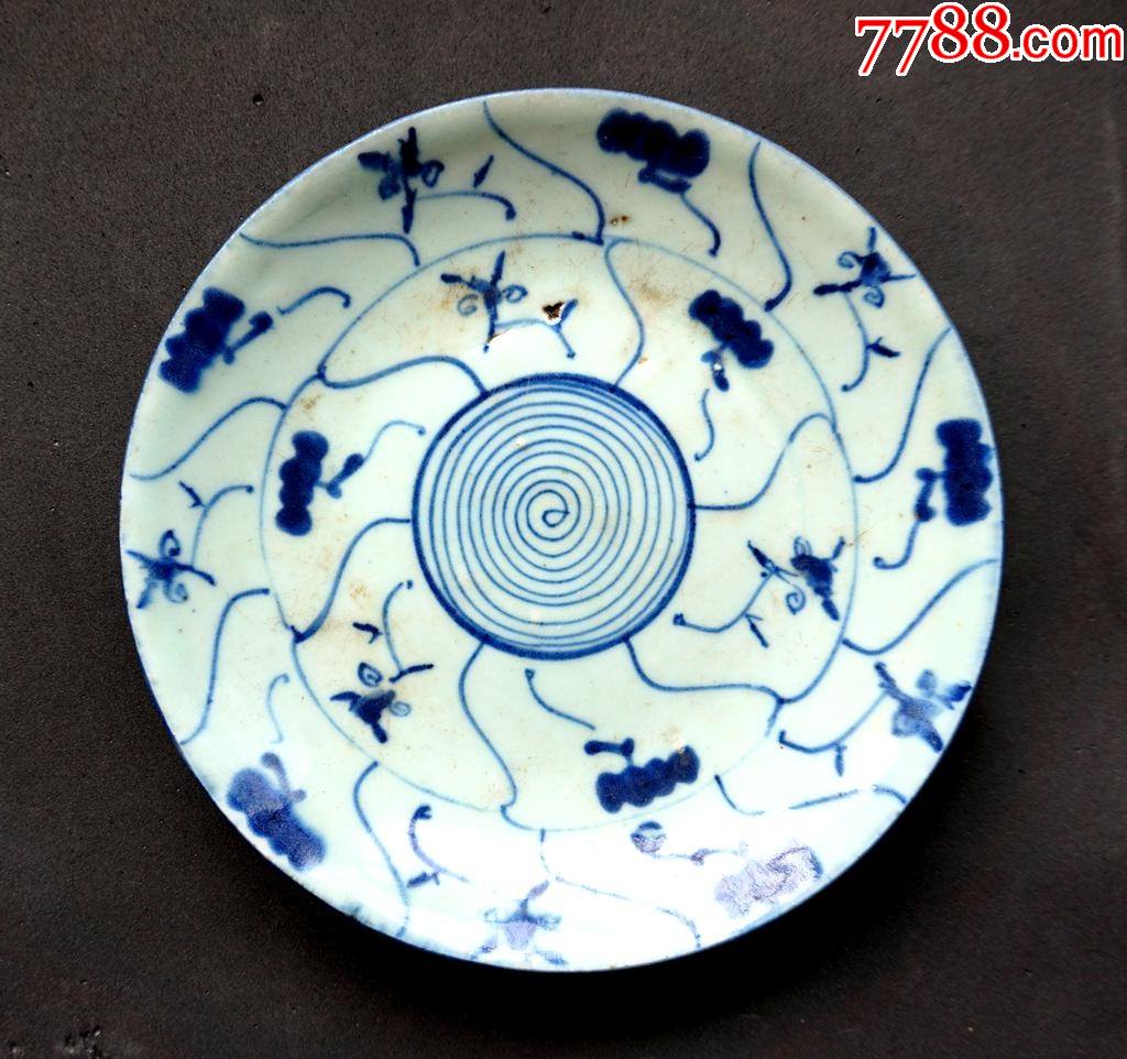 清雍正灵芝纹青花盘.口径19厘米(谢绝议价)原编号e54598619
