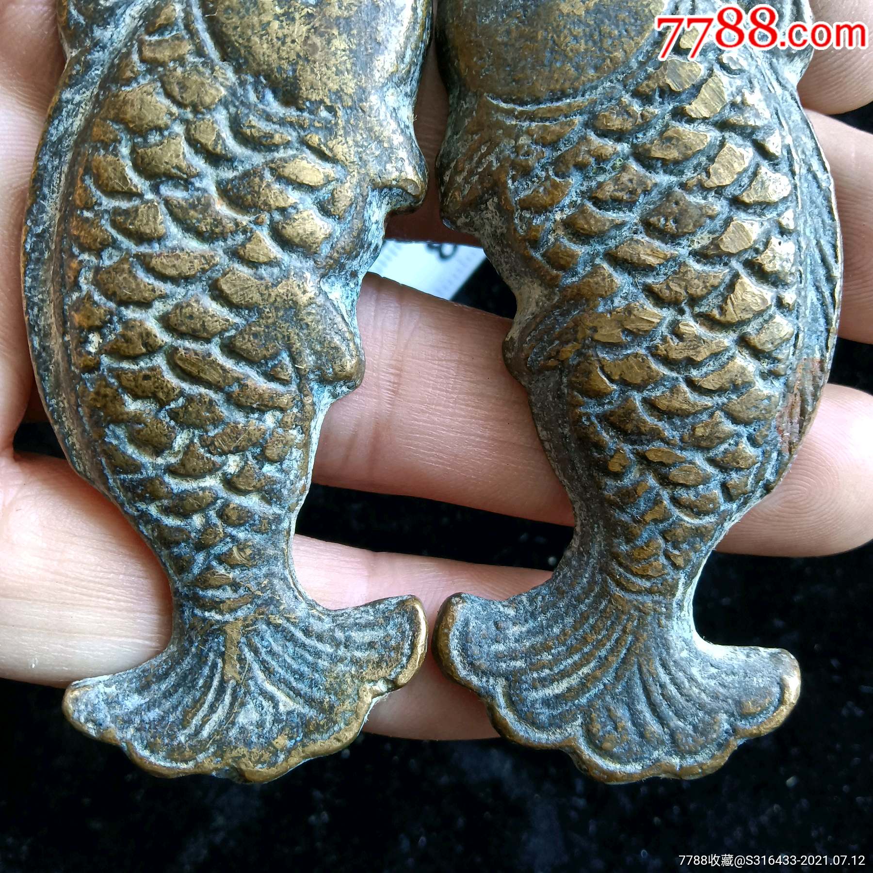 清代年年有余铜饰件一对_铜杂件_第4张_7788铜器收藏