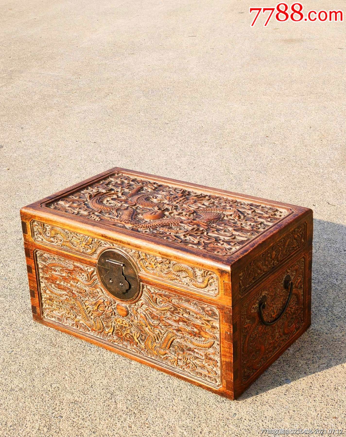 花梨木雕龙木盒雕工精美精致漂亮品相一流保存完整收藏使用佳品