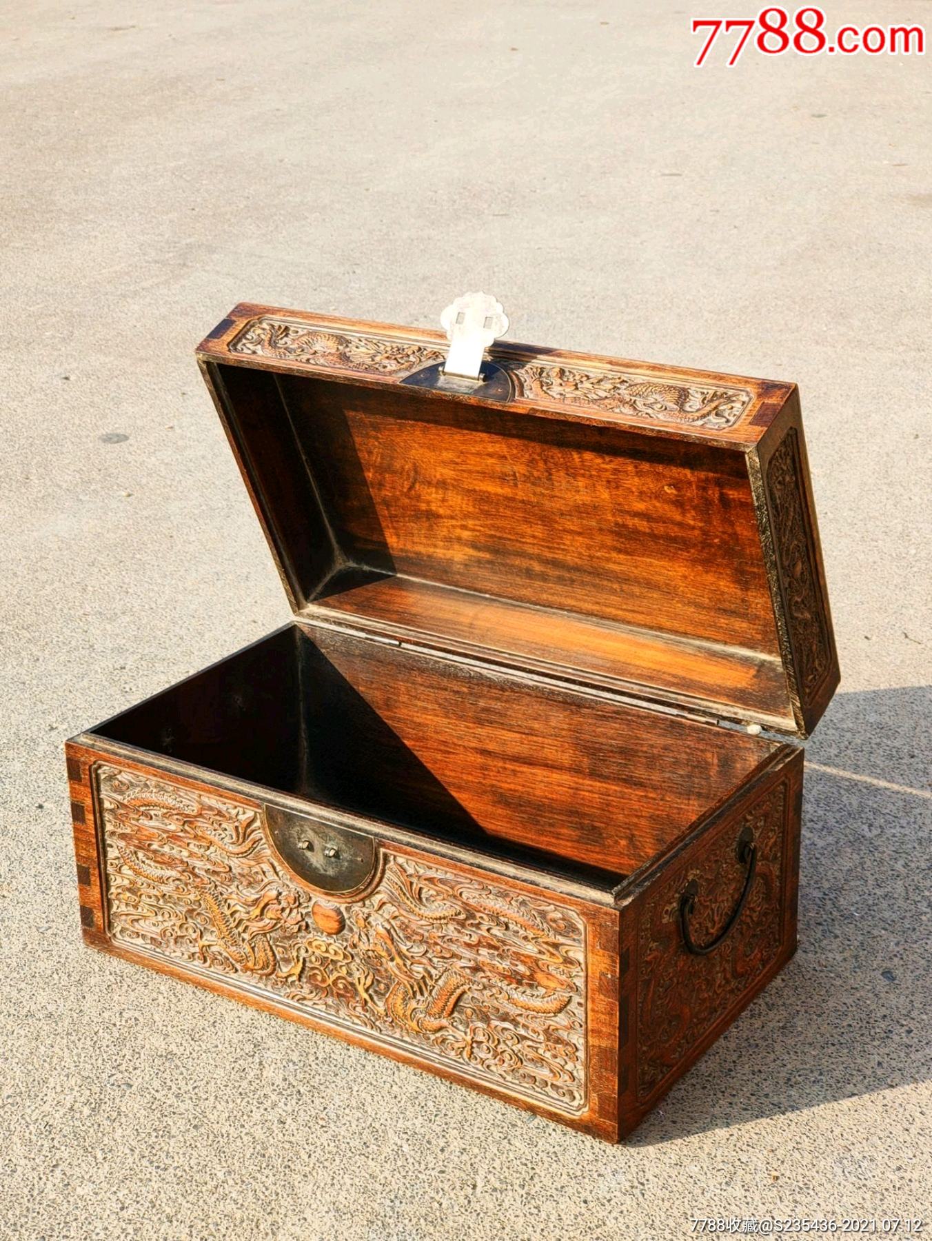 花梨木雕龙木盒雕工精美精致漂亮品相一流保存完整收藏使用佳品