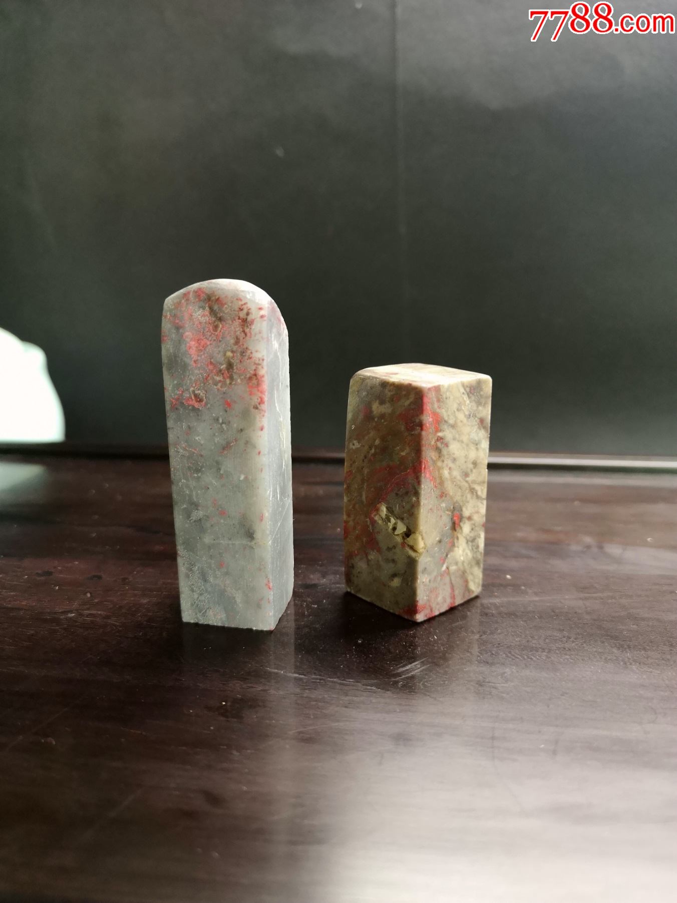 印章—天然昌化刚地小鸡血石素章2个