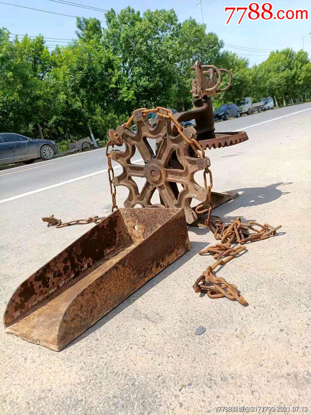 民俗老物件,人力铁水车,完整,正常使用,包老