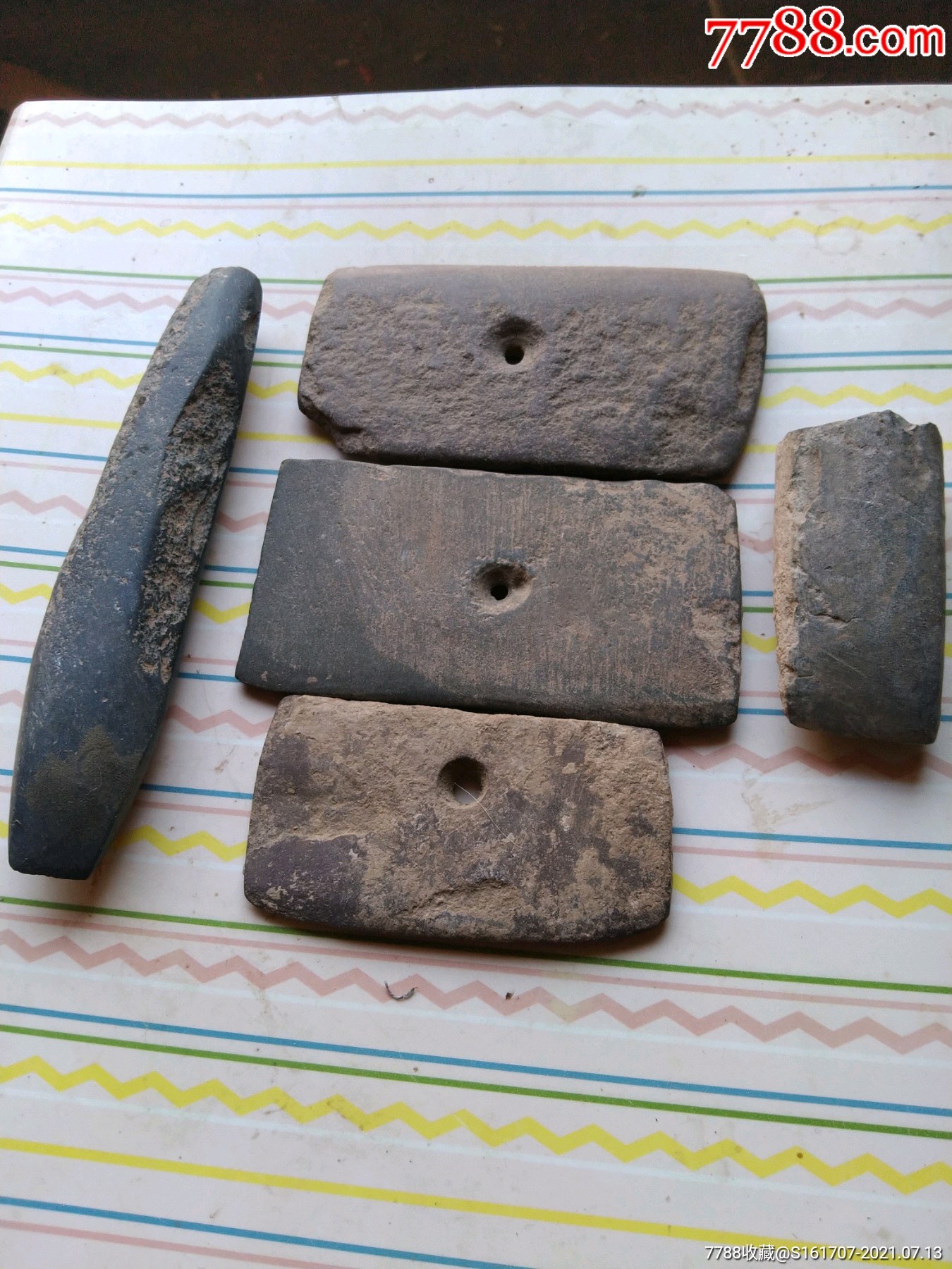 齐家文化带孔石刀,石锛_石制工具_陇上藏园【7788书法收藏】