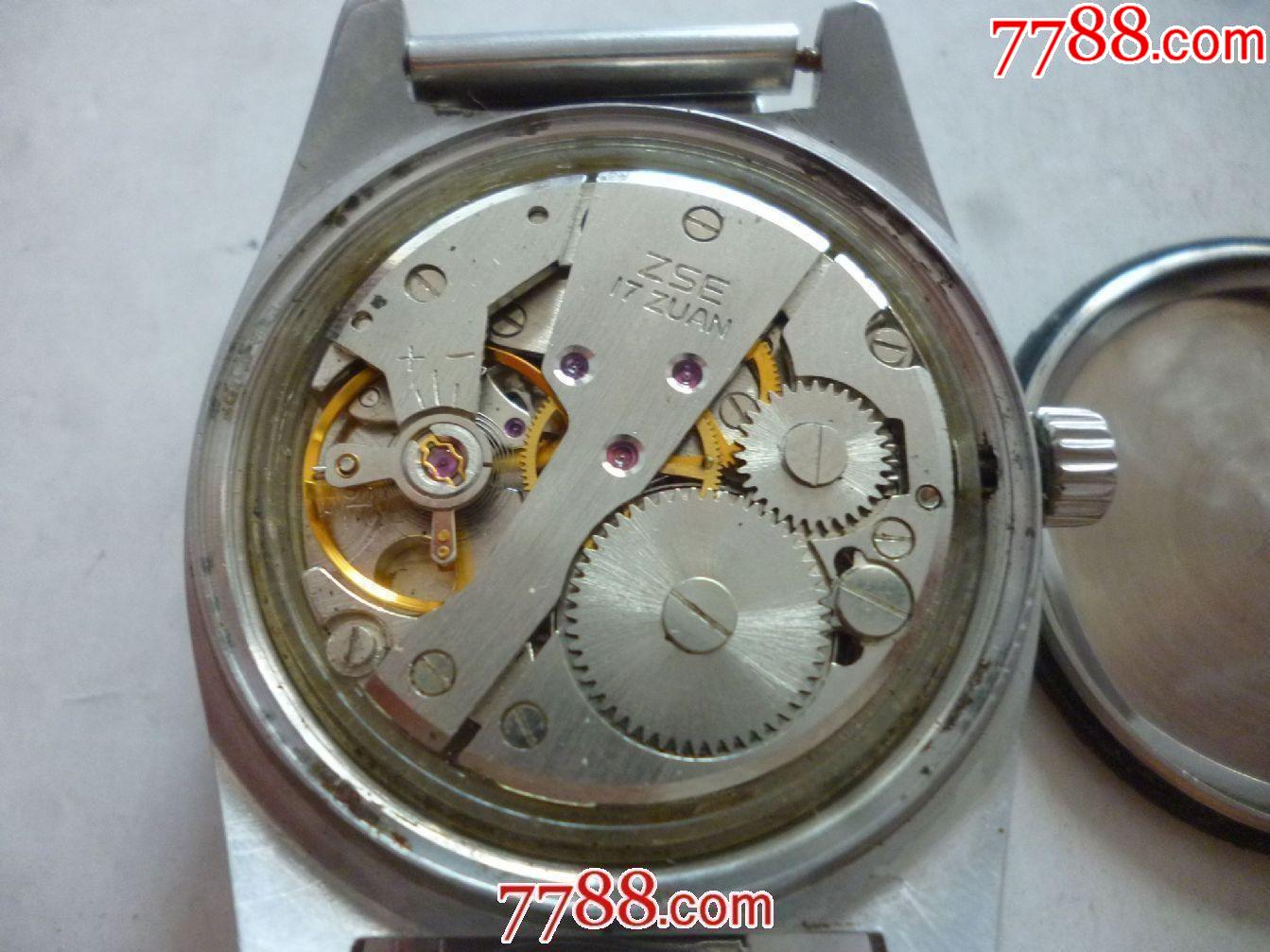 怀旧经典上海手表二厂全钢防震【宝石花】z112型男士古董老表!