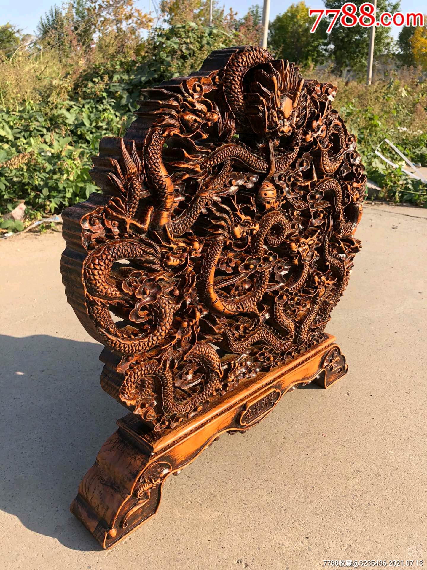 香樟木九龙图摆件丿装雅极品完美漂亮使用极品方便收藏完美超值强强