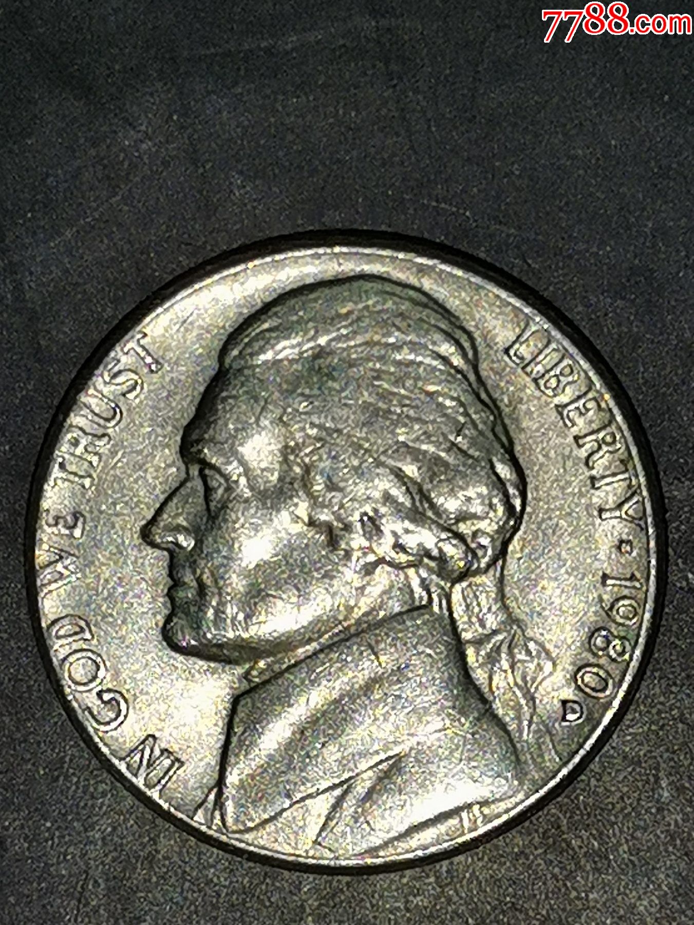 美国1980年5美分d版