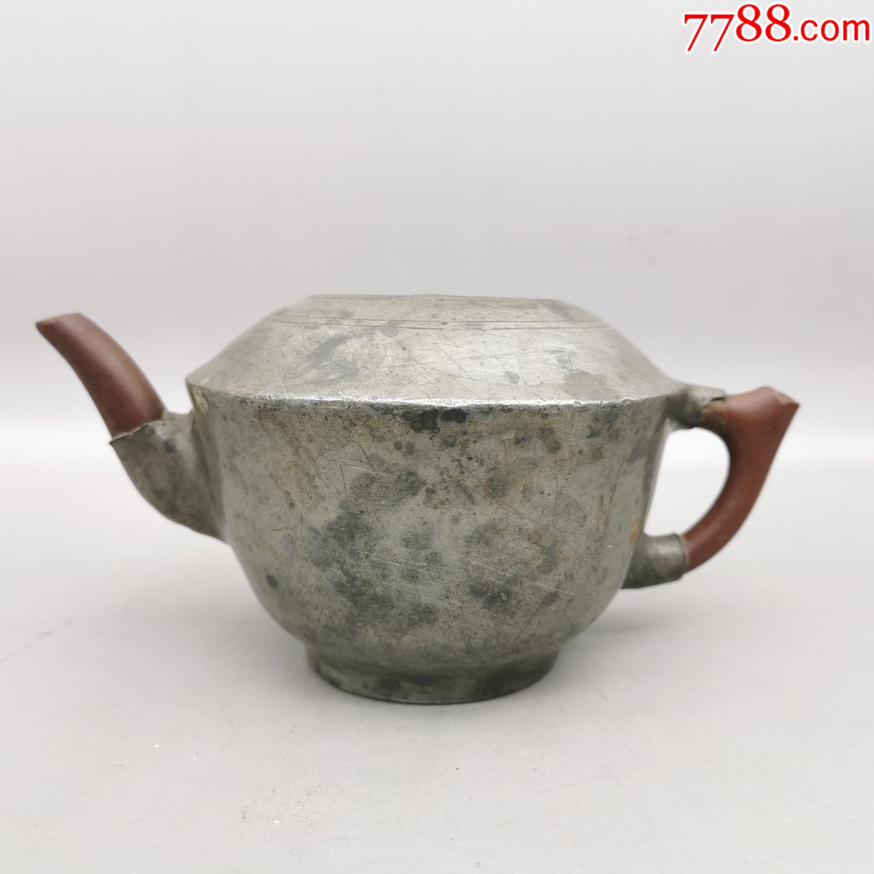 清代锡包紫砂壶