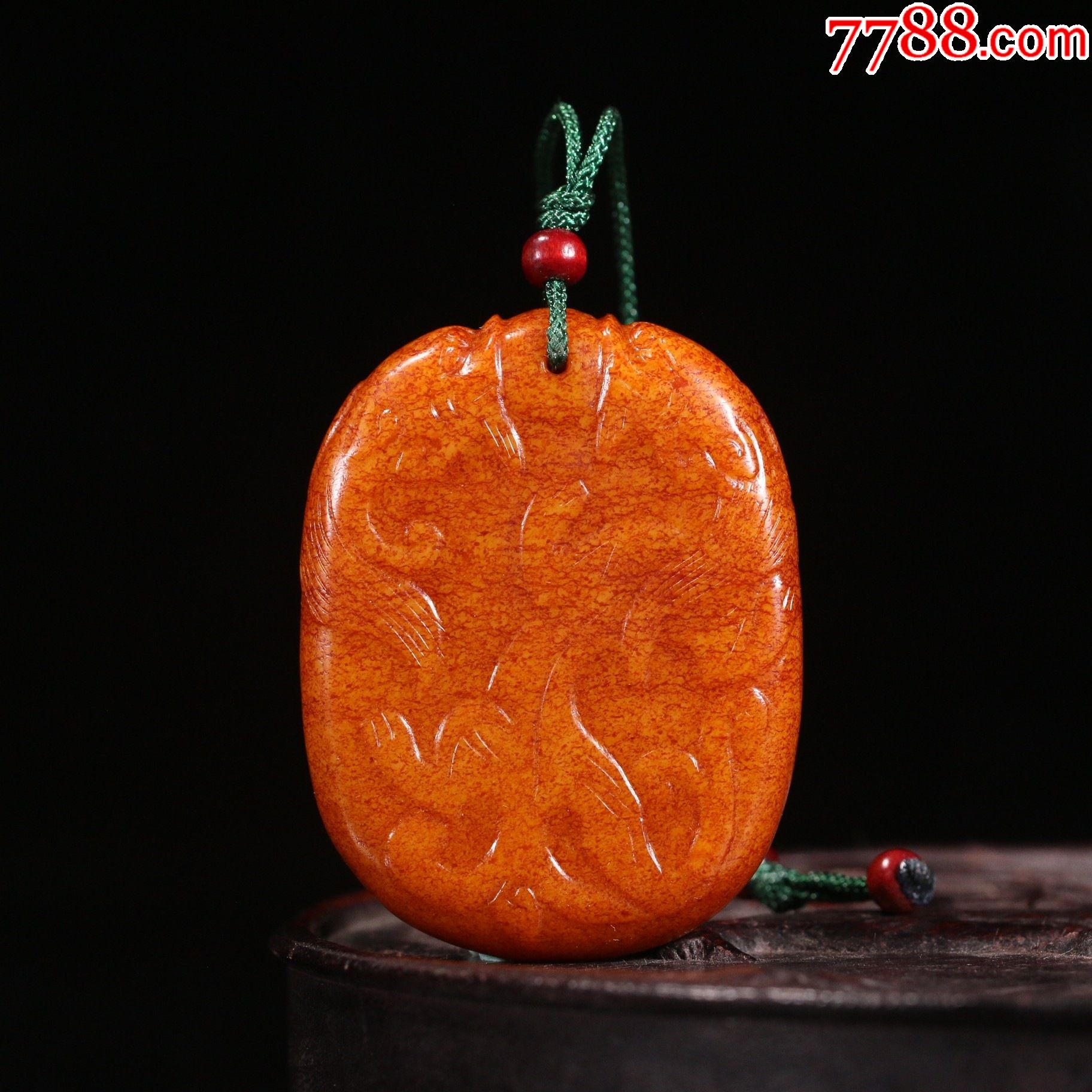 老和田黄玉龙纹牌