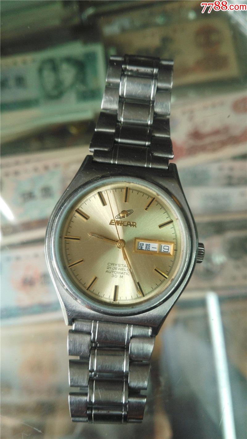 美品瑞士英纳格全自动双日历男机械表透底后盖机芯2158