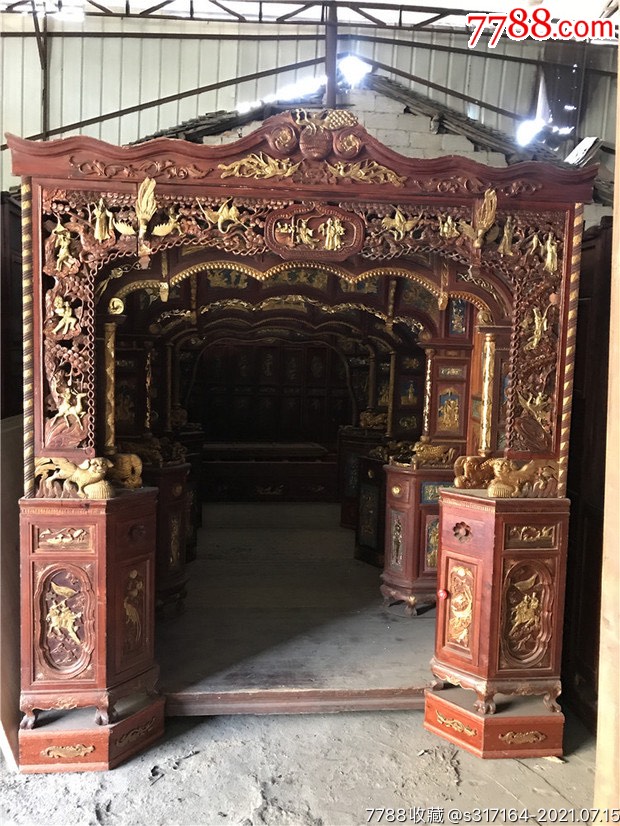 民俗收藏金戈铁马五进拔步床千工床架子床围屏床古董古玩木老物