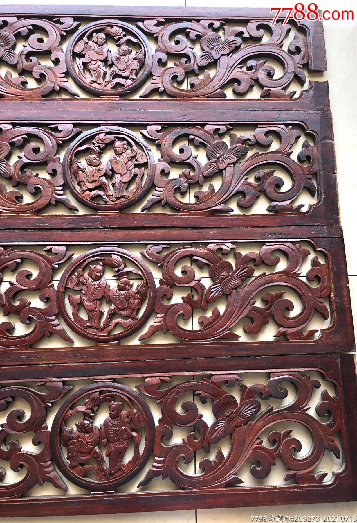 首页 零售 木雕花板 >> 【民国】特色老木雕人物花