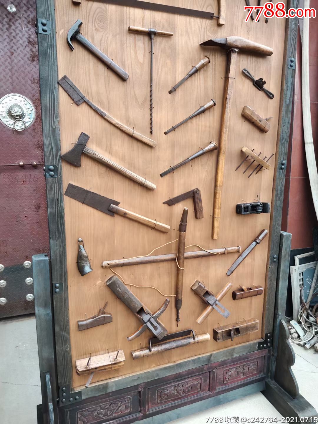 28件木工工具大屏风完整漂亮件件包老正常使用展馆装修装饰