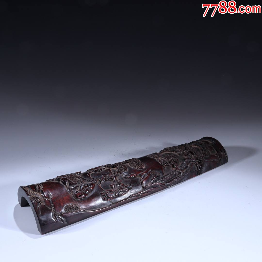 清代紫檀木人物故事臂搁