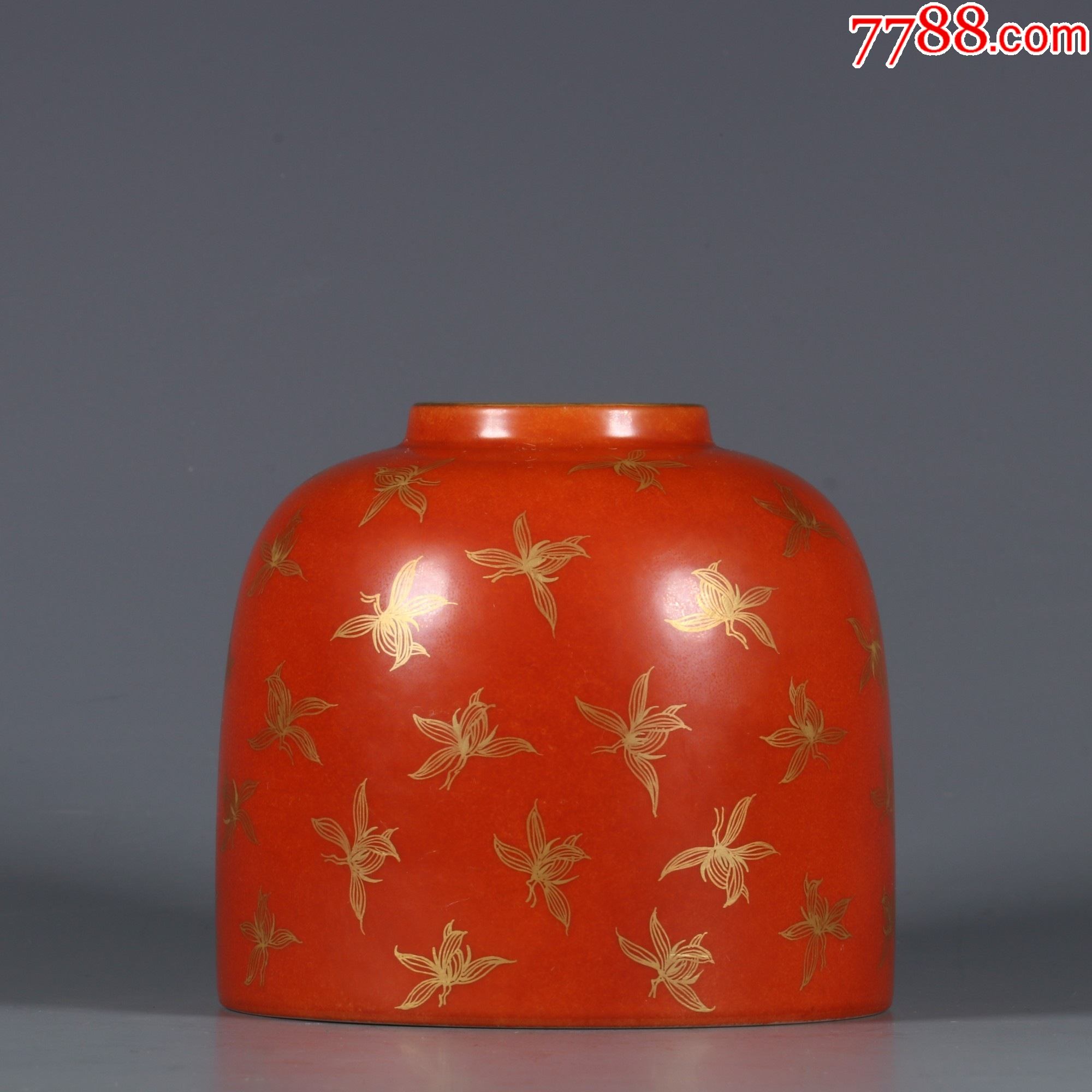 清雍正年间矾红描金宣草纹水盂-价格:5000元-se81446782-水盂/砚滴-零