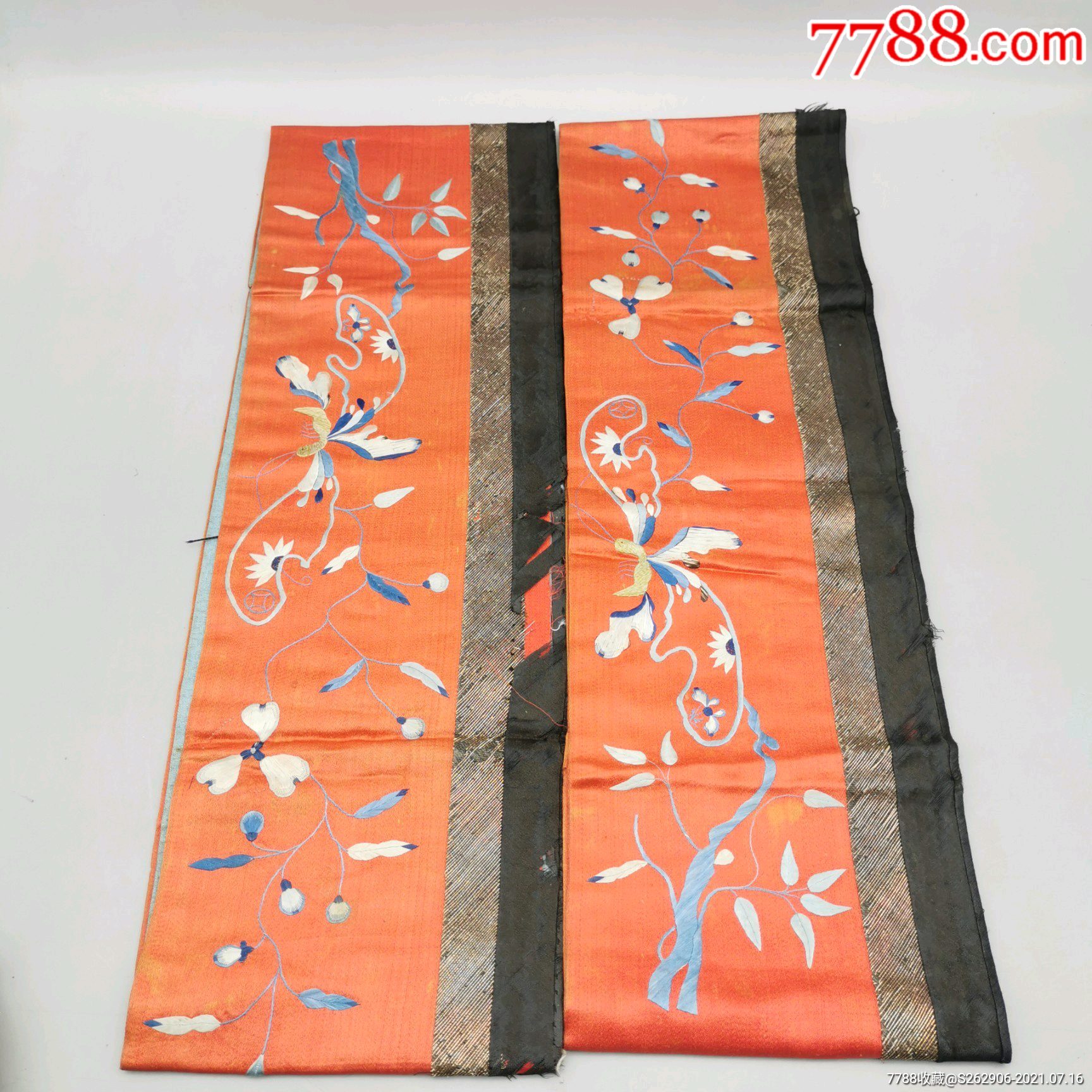 清代刺绣袖挽一对