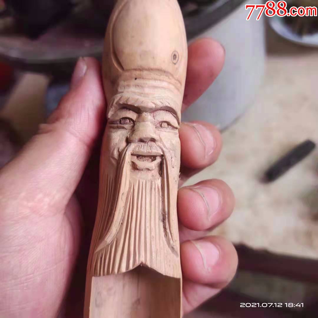 九十年代老木雕寿星头像把玩件包纯手工雕刻的要不要呢包邮