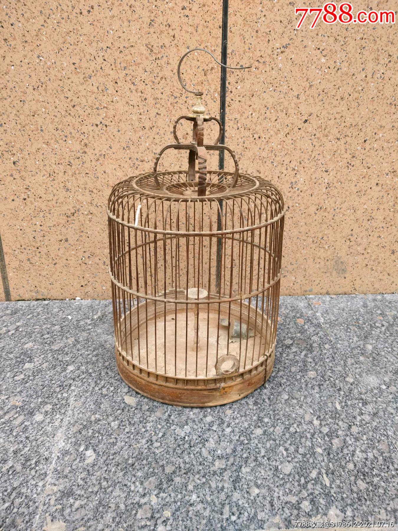 木制鸟笼子品相一流大的高53直经42小的高30直经28挂钩尺寸23到26