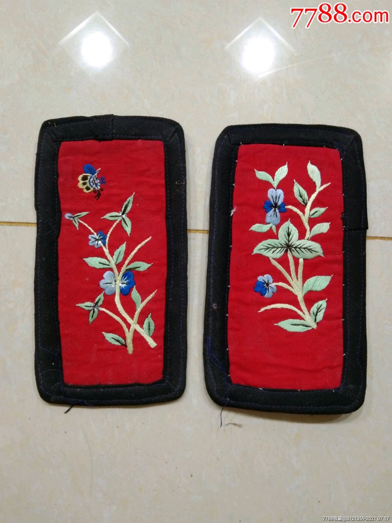 民国老绣片一对