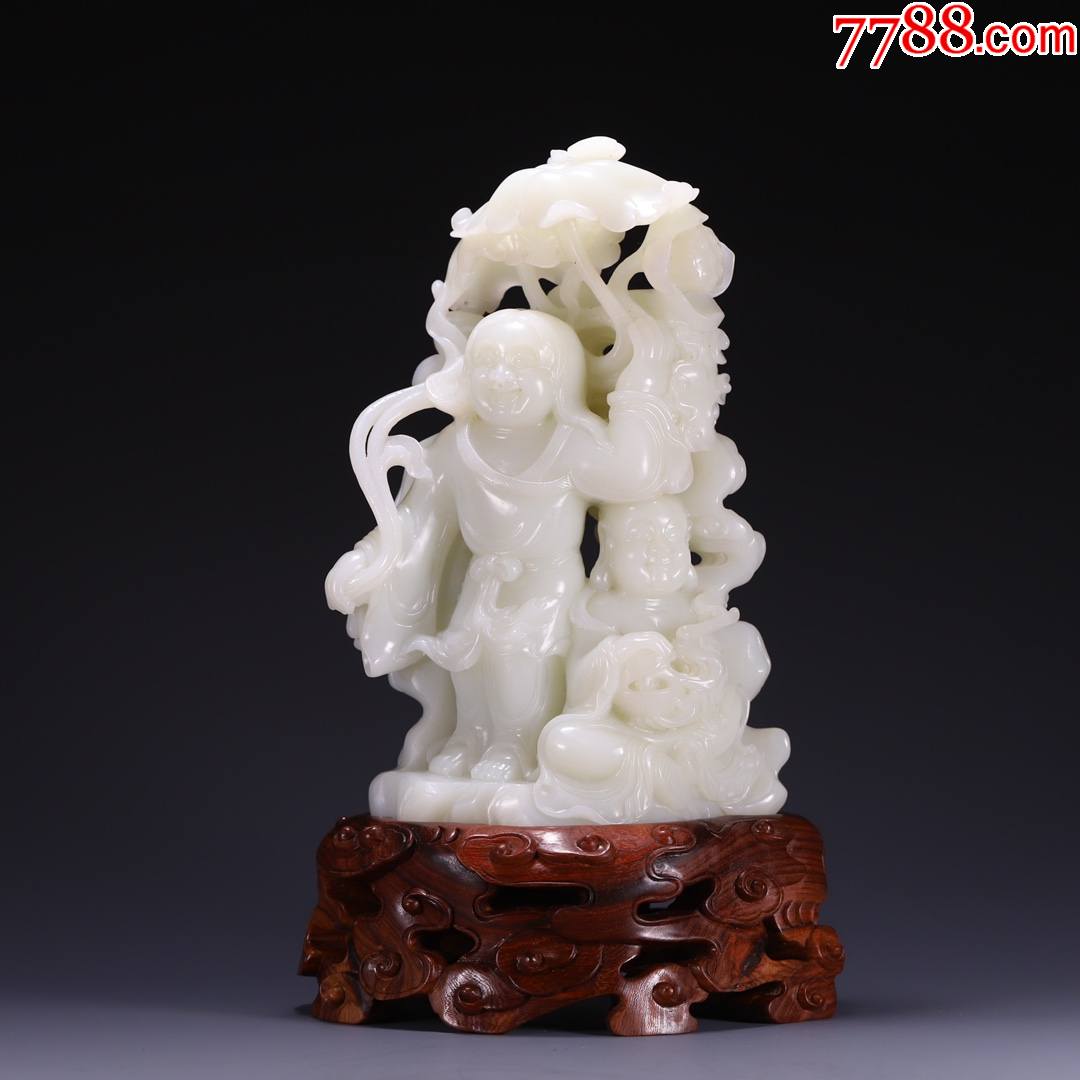 和田玉和合二仙摆件