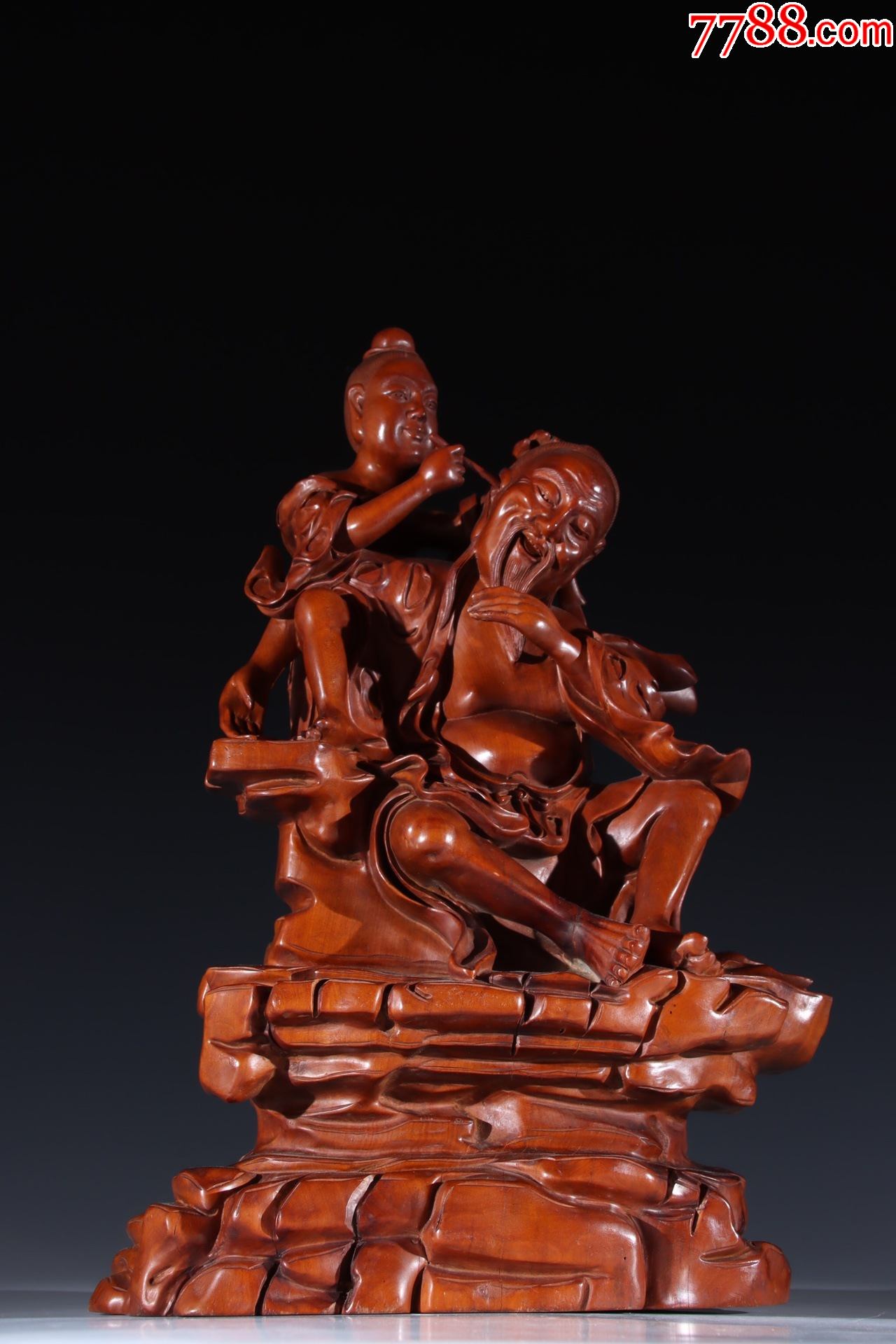 旧藏黄杨木人物故事摆件-木雕摆件-7788木艺