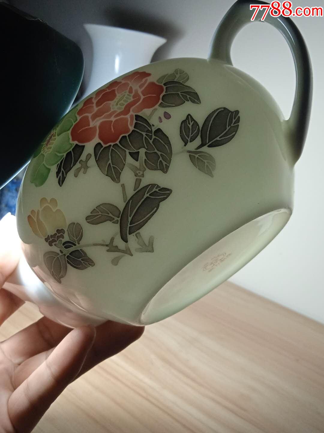 醴陵壶釉下五彩手绘茶壶80年代群力制造棕双凤底款