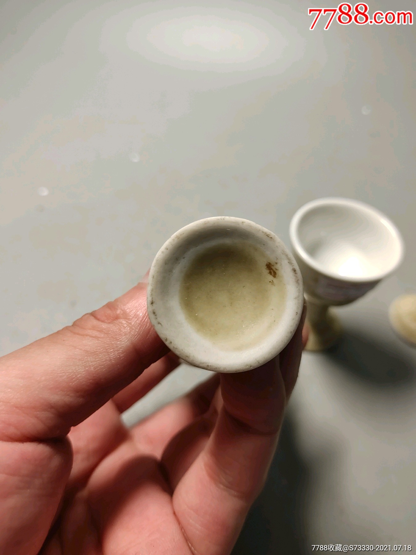 七八十年代,黄釉龙纹高足小酒杯,3只合售_彩绘瓷/彩瓷_第5张_7788铜器