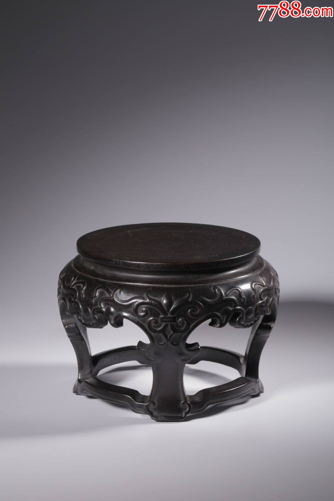 紫檀心料整雕如意纹文房底座