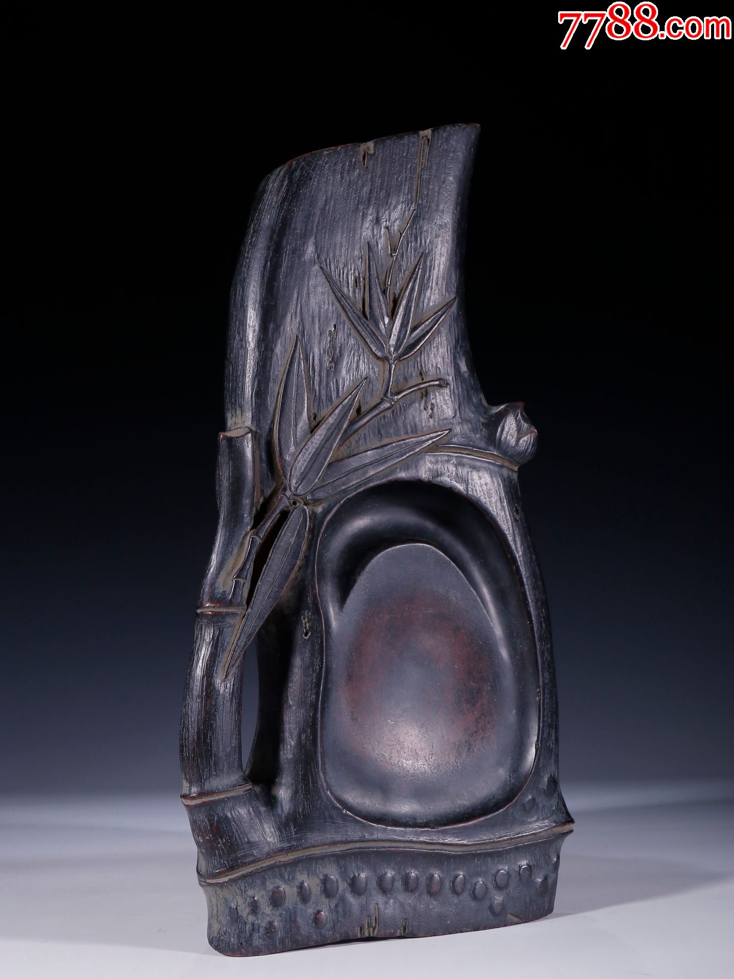 【老紫端石竹节纹文房砚台】