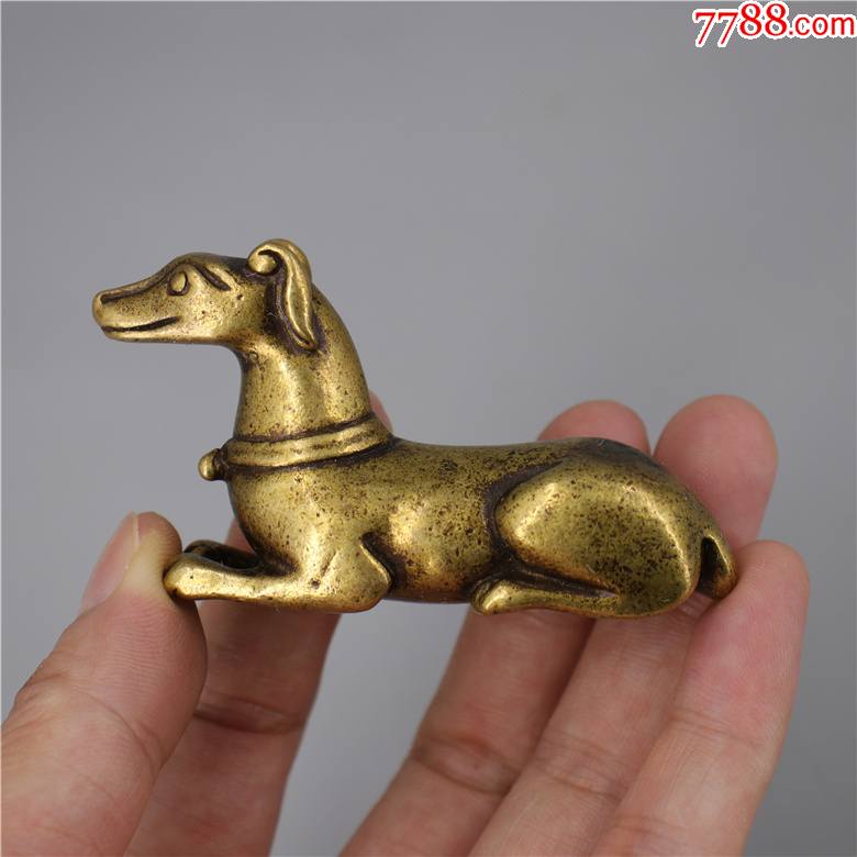 几十年铜小狗小摆件