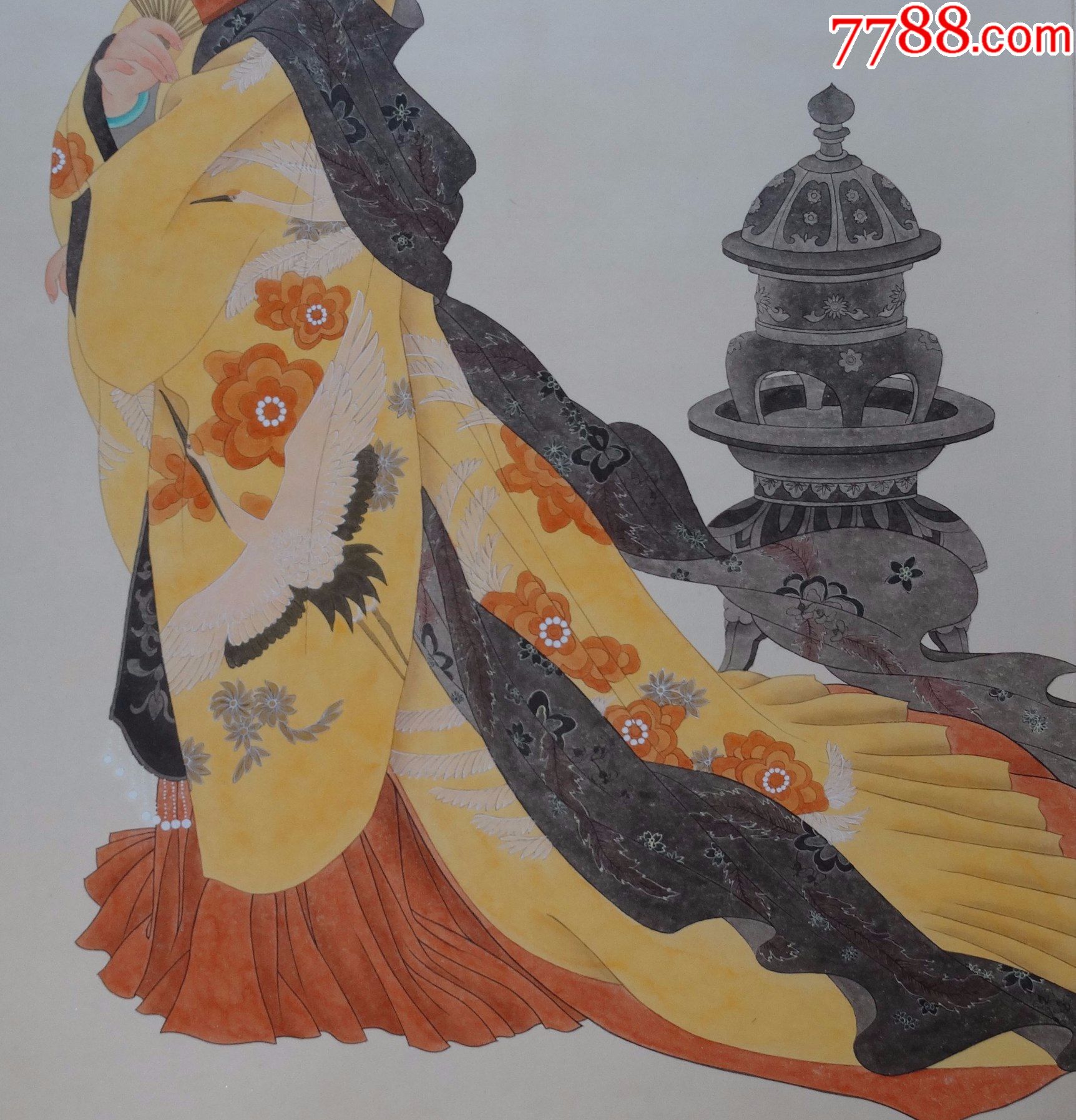 74#古玩古董字画国家一级美术师赵豫国画红楼梦人物《元春》挂轴-价格