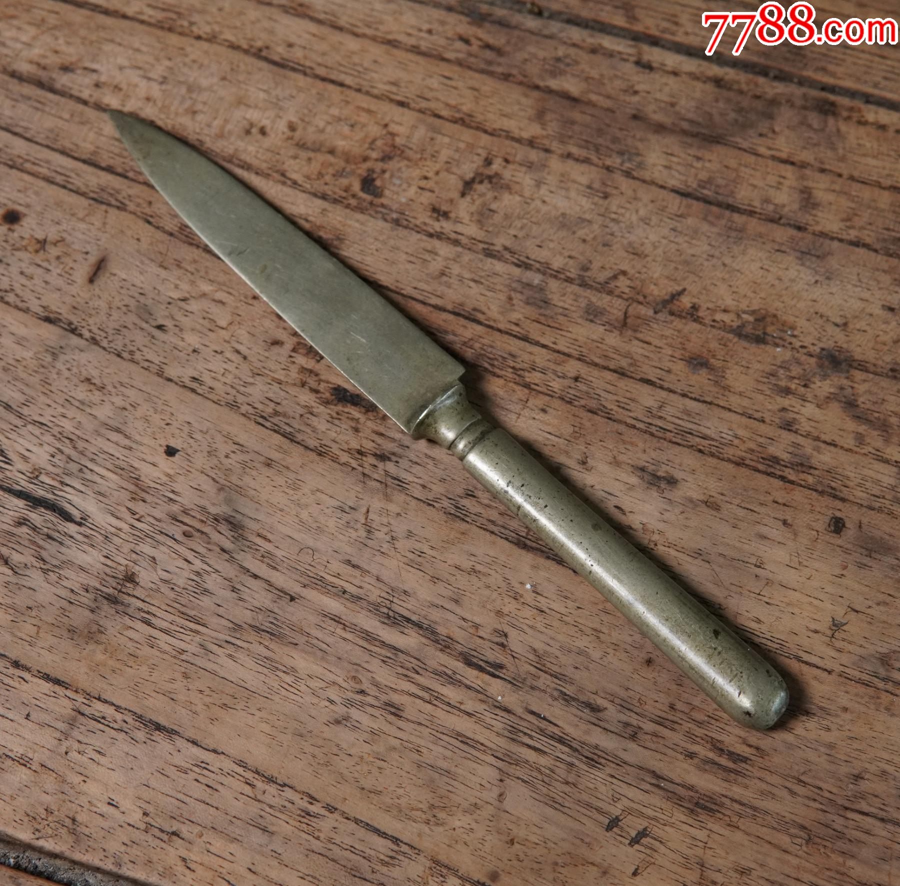 民国裁纸刀文房白铜器具