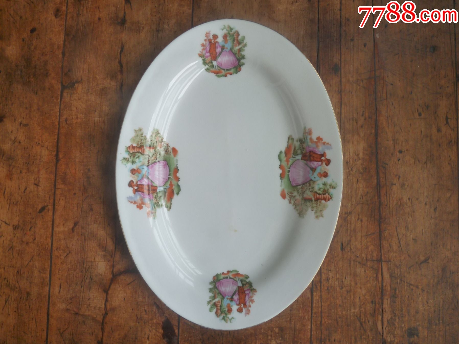 中国界牌描金西洋人物盘