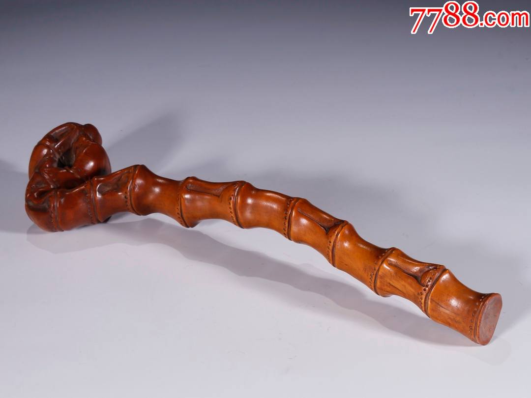 旧藏【黄杨木竹节形如意】_木雕摆件_图片鉴赏_收藏价值_7788青瓷收藏