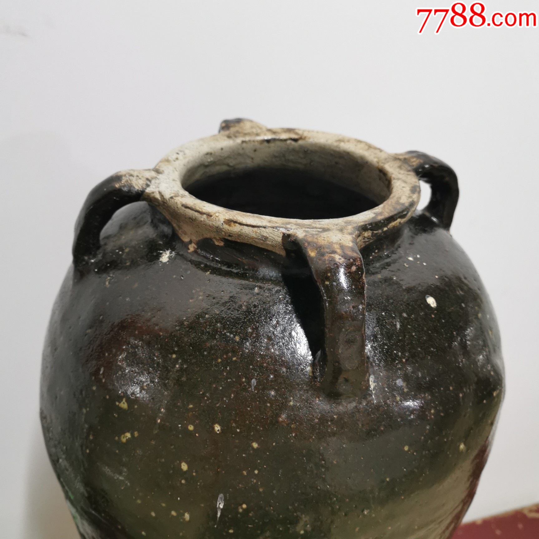 清代磁州窑刻瓷龙凤纹大酒缸