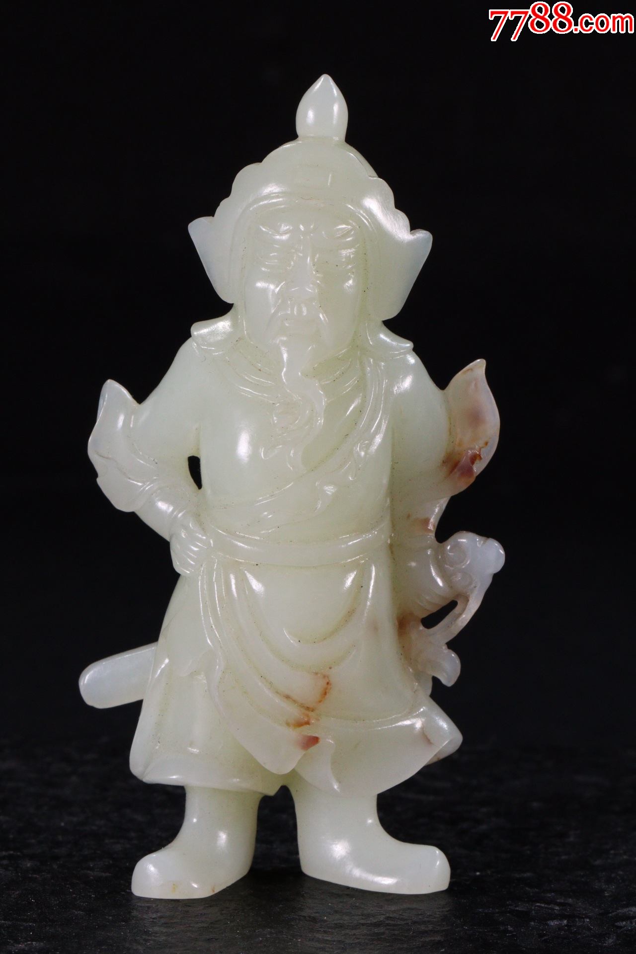 【和田玉籽料武将玉雕件】